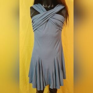 Elegant Blue Ribbed Dress